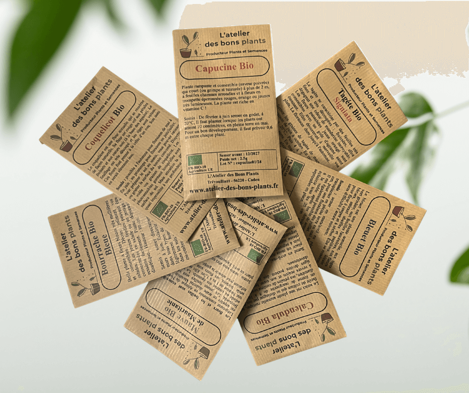 L'atelier des bons plants propose un assortiment de 7 sachets de fleurs comestibles.